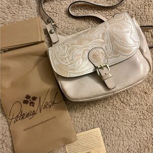Patricia Nash Floral Embossed Tan Crossbody Bag